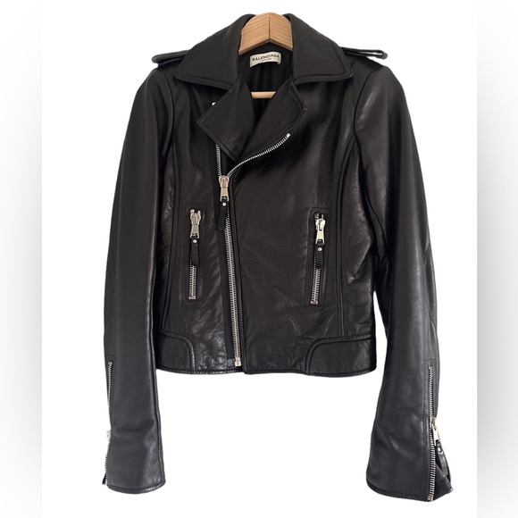 Balenciaga Black Leather Jacket - Picture 1 of 8